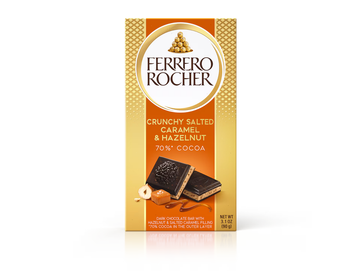 Chocolate Bars DARK 70% CHOCOLATE BAR WITH HAZELNUT AND SALTED CARAMEL FLAVOUR - 3.1oz(90g)