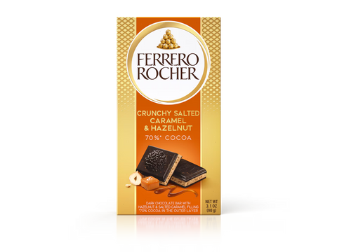 Chocolate Bars DARK 70% CHOCOLATE BAR WITH HAZELNUT AND SALTED CARAMEL FLAVOUR - 3.1oz(90g)