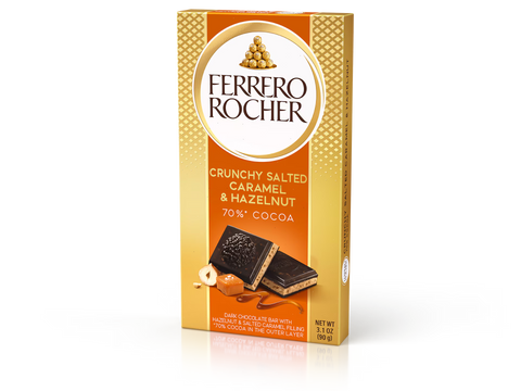 Chocolate Bars DARK 70% CHOCOLATE BAR WITH HAZELNUT AND SALTED CARAMEL FLAVOUR - 3.1oz(90g)