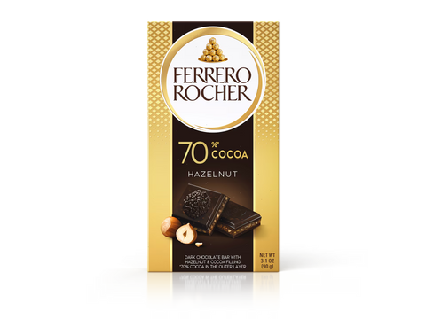 Chocolate Bars DARK 70% CHOCOLATE BAR WITH HAZELNUT - 3.1oz(90g)