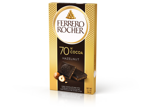 Chocolate Bars DARK 70% CHOCOLATE BAR WITH HAZELNUT - 3.1oz(90g)